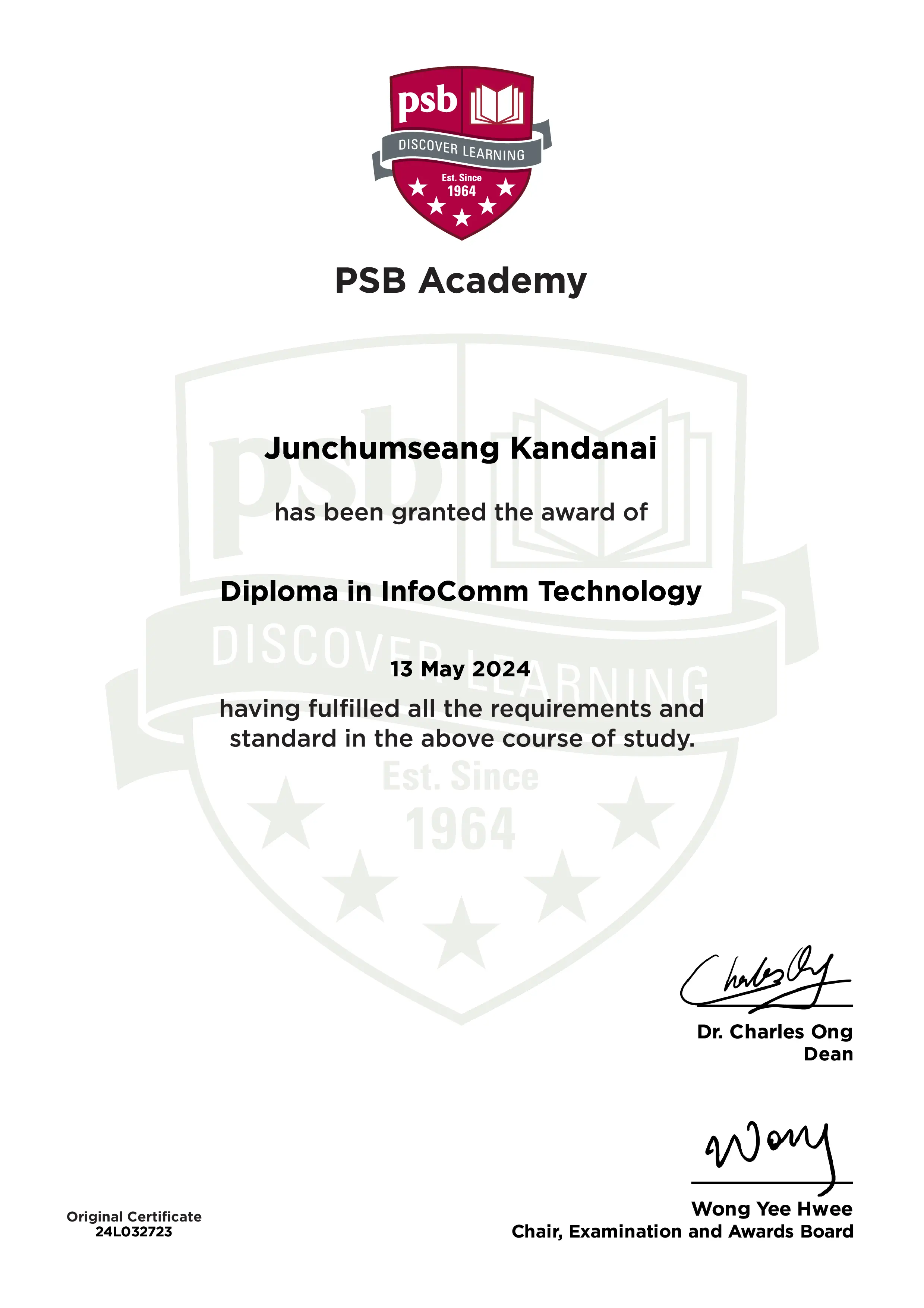 PSB Diploma in Infocomm Technology Certificate